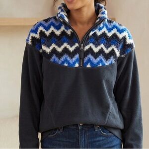 Aerie Blue fleece Chevron pullover Sweater